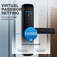 Serrure de porte intelligente Wi-Fi Tuya APP 5050 à mortaise avec empreinte digitale, mot de passe et carte RFID pour porte en aluminium, alliage d'aluminium, maison et appartement