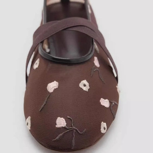 Nuove <span class=keywords><strong>ballerine</strong></span> ricamate in Mesh floreale alla moda da <span class=keywords><strong>donna</strong></span> con punta tonda da estate sandali piatti eleganti elasticizzati con tomaia Jane - Product Image 3