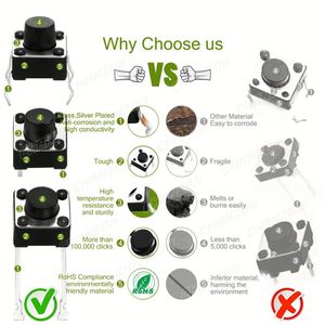 6x6 मिमी माइक्रो पुश स्विच टच बटन 4.3 5 6 7 मिमी मिनी स्पर्श बटन टॉगल pcb क्षणिक 2पिन 4पिन पुश बटन - Product Image 2