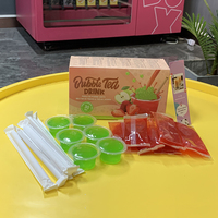 Minuman buah teh gelembung hijau Apple, paket kotak rasa minuman teh dingin instan
