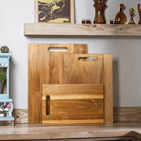 Ensemble de planches à découper de cuisine en bois d'acacia, 3 pièces, poignée épaisse, bloc de boucher, durable, passe au lave-vaisselle, plateaux en bois, découpe de viande