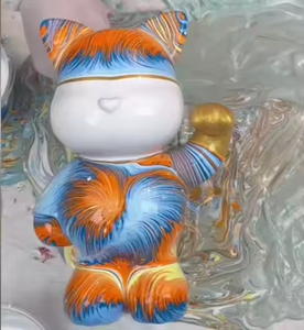 Gatto Portafortuna in Vinile Fai-da-Te, Ornamenti in Plastica, Bambole Bianche, Salvadanaio Dipinto a Mano - Product Image 6