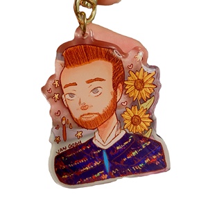 LLavero de acrílico de Van Gogh, llavero de regalo de <span class=keywords><strong>pintor</strong></span> <span class=keywords><strong>maestro</strong></span> de arte de girasol de 2,5 pulgadas - Product Image 4