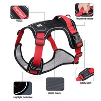 Gilet en laisse pour chien en nylon avec sangle de poitrine réfléchissante Harnais pour grand chien avec corde de maintien à la main Antidéflagrant pour grands chiens