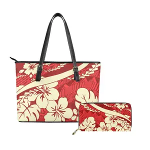 polynesian samoan Customized Luxury Design Classic Tropical Pattern purses and handbags ladies handbag tote leather hand bag