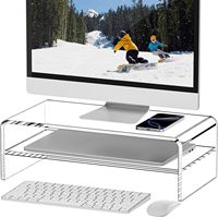 Transparante Acryl Monitorstandaard Verhoger 2-laags, 13 cm hoog, Transparante Computerbureau Organizer Plank voor Multimedia PC Opslag Laptop