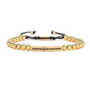 สร้อยข้อมือลูกปัดสับปะรดสแตนเลสแบบย้อนยุคสร้อยข้อมือผู้ชายทรงมงกุฏสี่เหลี่ยมแบบแถวเดียว - Product Image 2