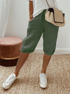 Short de plage en coton à la mode décontractée pour femmes taille haute élastique coupe ajustée avec motif chaud respirant - Product Image 4