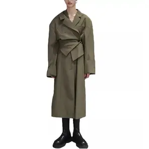Тяжелое разборное пальто OEM из двух частей, красивое длинное пальто со съемными широкими плечами, Женская куртка-оверсайз, тренчкот