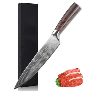 Venta caliente cuchillo de cocina de acero inoxidable de 8 pulgadas patrón de Damasco cuchillo de Chef de 8 pulgadas