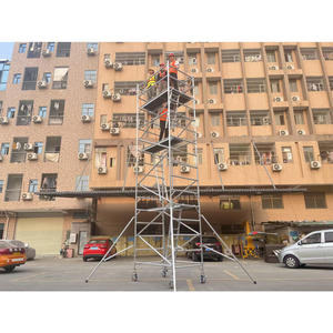 Échafaudage Échelle d'échafaudage mobile en aluminium Cadre en H <span class=keywords><strong>avec</strong></span> roues Tour d'échafaudage en aluminium à hauteur personnalisée polyvalente - Product Image 3