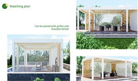 Pergola Louvered Bermotor Pintar dari Paduan Aluminium Kekuatan Tinggi Model 163, Tahan UV, Gazebo Teras Luar Ruangan