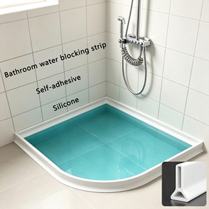 Barrière de <span class=keywords><strong>seuil</strong></span> de <span class=keywords><strong>douche</strong></span> auto-adhésive en silicone pour salle de bain, facile à installer, anti-infiltration <span class=keywords><strong>d</strong></span>'eau, bande <span class=keywords><strong>d</strong></span>'<span class=keywords><strong>étanchéité</strong></span> en caoutchouc - Product Image 1