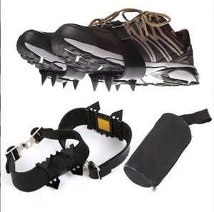 <span class=keywords><strong>Crampons</strong></span> d'escalade pliables robustes à 4 pointes en acier au manganèse avec revêtement antidérapant pour la marche sur glace et <span class=keywords><strong>sac</strong></span> de transport portable - Product Image 1