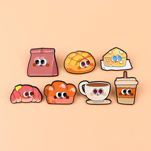 Dibujos animados comida queso leche té pan café croissant leche té de la tarde insignia de Metal comida solapa Pin mochila ropa broche - Product Image 6