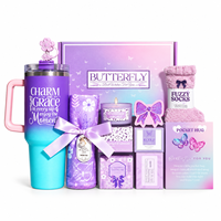 Lot de 40oz de gobelets isothermes en acier inoxydable dégradé avec poignée et paille, coffret cadeau papillon