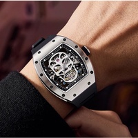 Montre mécanique de luxe haut de gamme OEM personnalisée pour hommes, mouvement automatique, alliage de silicone, cadran à aiguilles lumineuses, étanche 50M, vente en gros