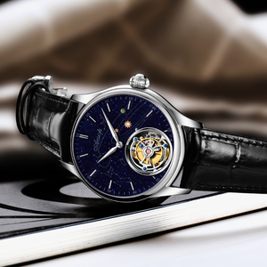 นาฬิกาข้อมือ AESOP Flying Tourbillon Movement สำหรับผู้ชาย ดีไซน์โครงกระดูก เครื่องจักรกลหรูหรา กันน้ำ พร้อมกระจกแซฟไฟร์ จัดส่งแบบดรอปชิปปิ้ง - Product Image 4