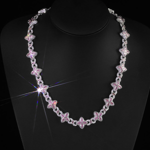 Collares de Trébol de Cuatro Hojas de Acero Inoxidable con Moissanita Personalizada de Moda, Estilo Hip Hop, para Joyería Unisex al por Mayor - Product Image 1