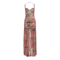 Nouvelle Robe Longue Sexy Femme Coupe Ajustée à Bretelles et Décolleté Plongeant, Style Européen et Américain, Idéale pour l'Été