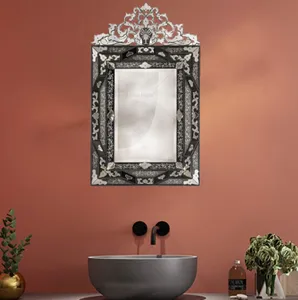 Kunst dekorative Wand spiegel Großer griechischer venezia nischer Spiegel für Hotel Home Vanity Silver Schwarzer Wand spiegel für Schlafzimmer Wohnzimmer