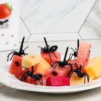 Mini fourchette à fruits mignonne en forme de fourmi vaisselle réutilisable cure-dents de fourmi de dessin animé pour Bento pour Thanksgiving Graduation Noël Pâques