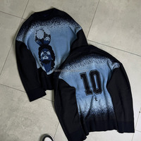 Pull Jacquard Streetwear Homme Bicolore Dégradé Motif Football Col Rond Ample Personnalisable Logo Usine