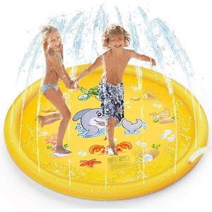 Alfombrilla inflable para jugar con agua, juguete para césped al aire libre, redondo, amarillo, 170cm, para bebés y niños pequeños - Product Image 5