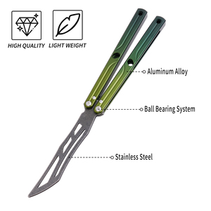 Couteau pliant en alliage d'aluminium dégradé exquis, sûr pour les débutants, idéal pour l'entraînement en extérieur, couteau Balisong - Product Image 2