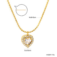 Ensemble de collier et boucles d'oreilles en acier inoxydable avec nœud papillon et zircon pour femmes, ensemble de bijoux tendance en forme de cœur transparent