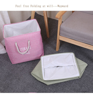 Thick Imitation <strong>Linen</strong> Storage <strong>Basket</strong> No Cover Foldable Fabric Organizer Laundry <strong>Basket</strong> for Clothes Toys - Product Image 6