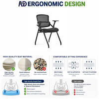 Chaise de formation empilable moderne et durable, gain de place, avec coussin en mousse haute densité et pieds en métal légers, idéale pour appartement et réunion
