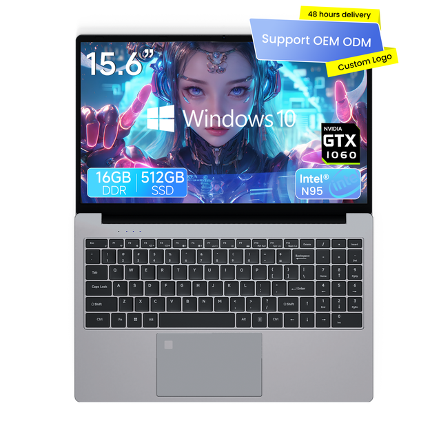 Factory Wholesale 15.6" 1080P HD Quad Gaming Laptop Intel N95 6G Dual Dedicated Graphics Card English Keyboard 512GB SSD Win10