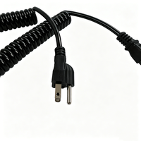Câble d'alimentation spiralé à ressort 3 broches 18AWG NEMA 5-15P vers IEC320 C13, cordon de remplacement pour ordinateur, PC de bureau, imprimante