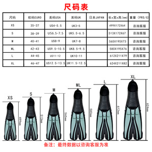 Aletas de buceo para entrenamiento de natación, aletas largas de pie completo para buceo profundo, snorkel al aire libre, ligeras, talla para adultos de XS a XL - Product Image 1