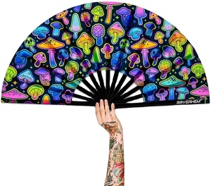 Abanico de Mano Plegable de Bambú Personalizado al por Mayor, Abanico Grande de 13 Pulgadas para Uso en Discotecas - Product Image 1