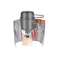 Ensemble de cuisine de camping portable en aluminium anodisé personnalisé OEM, couvercle de casserole léger, facile à nettoyer, compatible avec les cuisinières à gaz, randonnée