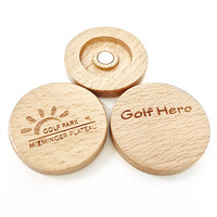Marqueur de balle magnétique de golf personnalisé en bois et métal 20mm