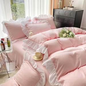 Juego de Ropa de Cama de 4 Piezas, Estilo Coreano, 100% Poliéster Tejido, Venta Directa de Fábrica - Product Image 6