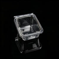 Herbruikbare vierkante PET-embossed clamshell saladebox met scharnierend deksel, transparante wegwerp voedselcontainer, geperst patroon, food grade
