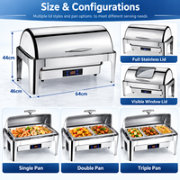 Chauffe-Plat Électrique de Luxe 9L en Acier Inoxydable avec Couvercle Visible pour Hôtels, Banquets, Restaurants et Buffets