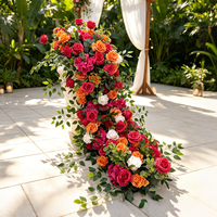 Chemin de table en fleurs de terre cuite pour décoration de mariage d'automne, arrangement floral artificiel pour table de mariage