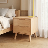 Table de chevet en bois massif de caoutchouc nordique avec 2 tiroirs, armoire de rangement moderne et simple pour chambre à coucher