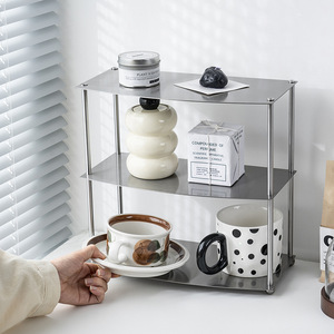Support de rangement pour boissons en acier inoxydable, design moderne et minimaliste, présentoir de <span class=keywords><strong>table</strong></span> multifonctionnel à trois niveaux - Product Image 2