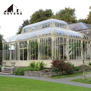 Serre en verre courbée victorienne en fer forgé blanc pur QUYANG, résistante aux intempéries, pour projet de <span class=keywords><strong>villa</strong></span> - Product Image 2