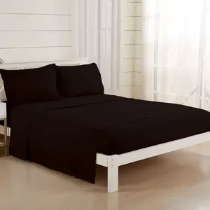 Luxury Flat hotel polyester <strong>spread</strong> <strong>king</strong> <strong>size</strong> Brushed Microfiber comforter plain <strong>bed</strong> sheet bedding set - Product Image 3