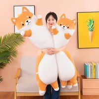 Peluche en coton Husky Corgi, jouet en peluche, oreiller en peau, doux, pour enfants, poupée éducative pour dormir, rembourrage en coton PP, 51-99 cm