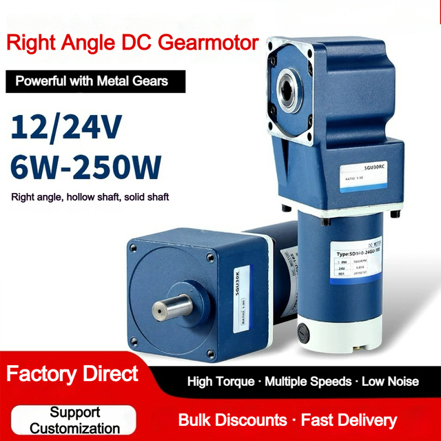 High Torque Low RPM 12V 24V 60W-200W Brushless DC Gear Motor Right Angle Hollow Shaft IP54 Waterproof Medical Equipment