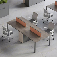 Bureau modulaire commercial LEADCOM avec pieds en acier, pour 4 personnes, face à face, avec armoire, pour bureau, OEM ODM