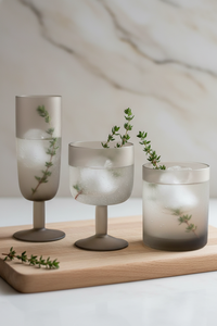 Verre à pied haut et large, vintage, anti-fuite, pour desserts, boissons, café, whisky, cocktails, dégradé de couleurs, givré, à pied court - Product Image 3